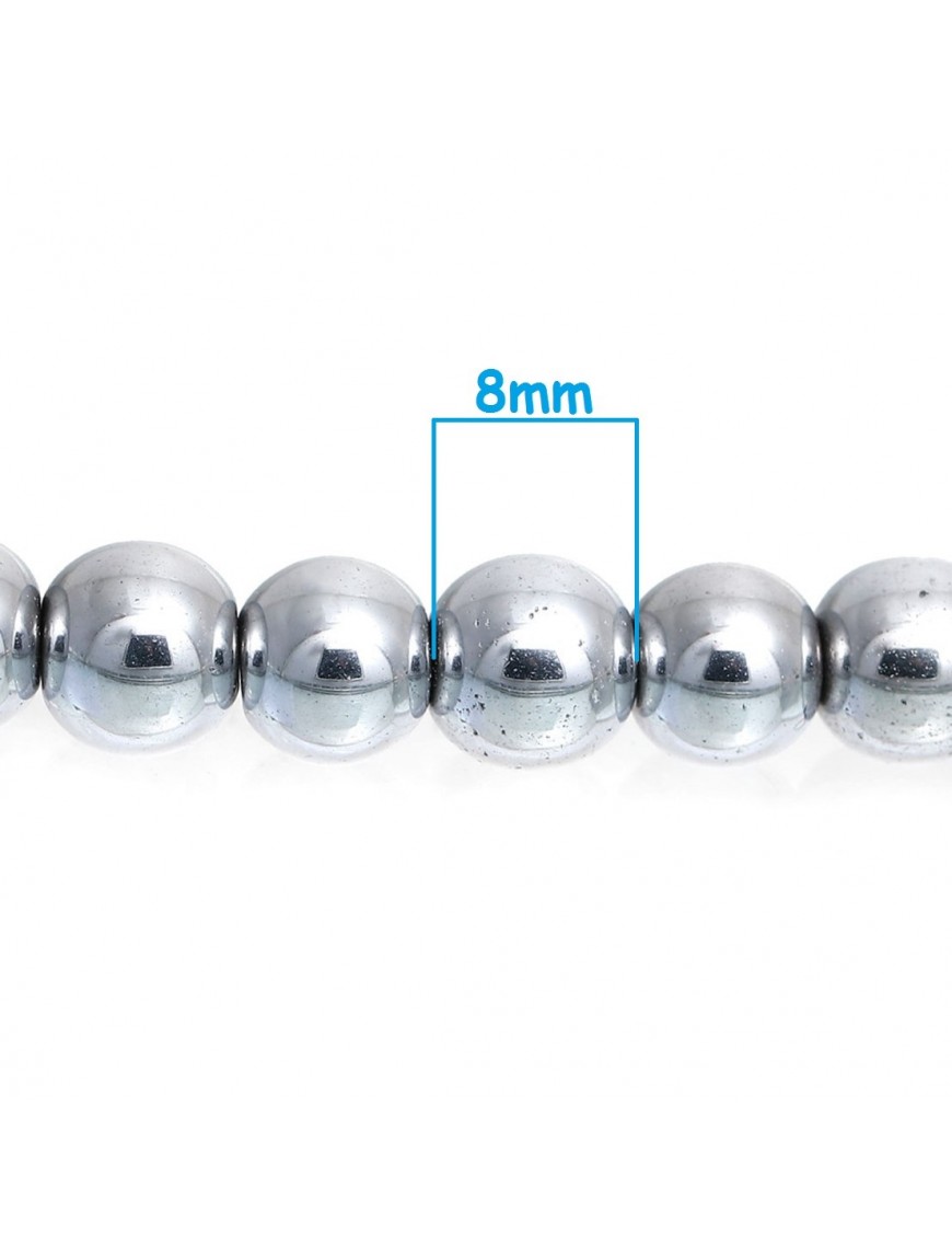 10 Perles En Hématite Noire Magnétique 8mm - Pour Création De Bijoux Ou Décoration - Neuf