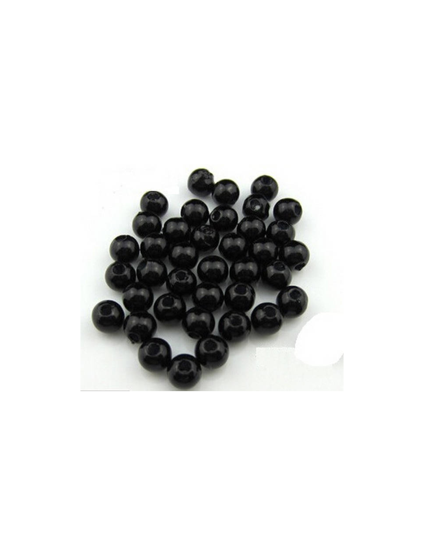 Lot De 50 Perles Acryliques Opaques Noires 8mm | Création Bijoux DIY - France