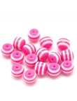 30 Perles Rayé en Acrylique Ronde 6mm Couleur Fuchsia