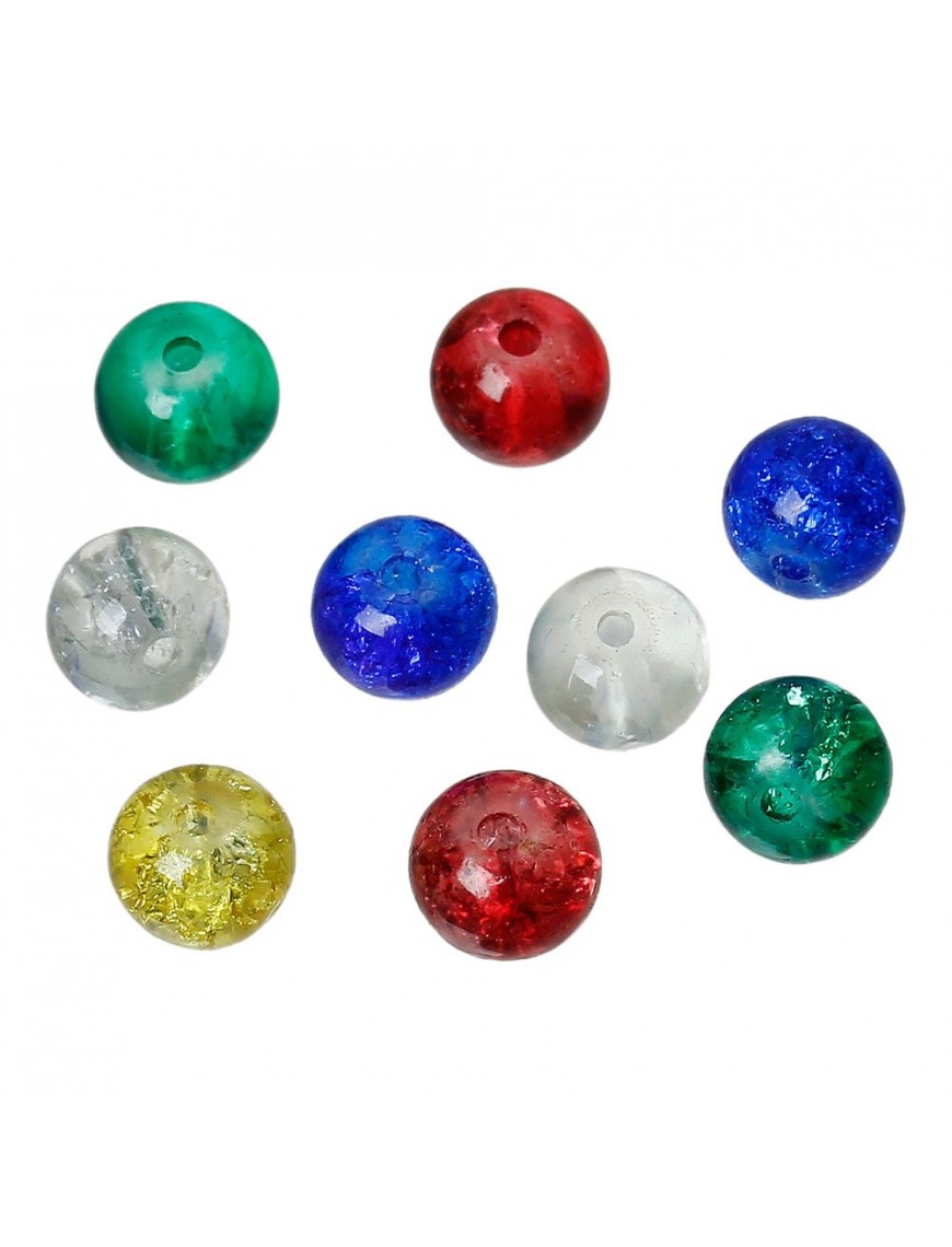 PH PandaHall 1080pcs Perles de Verre Blanc 6mm Perles Acryliques Transparentes Cuisson Perles Craquelées Peintes Cristal Perles en Vrac pour Mariage Boucle d'oreille Bracelet Collier,24 Style