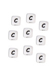 Perles Silicone Lettre Alphabet 12mm Blanc