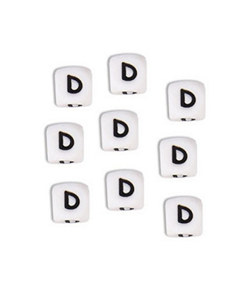 Perles Silicone Lettre Alphabet 12mm Blanc