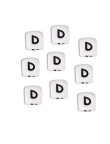 Perles Silicone Lettre Alphabet 12mm Blanc