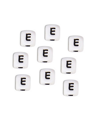 Perles Silicone Lettre Alphabet 12mm Blanc