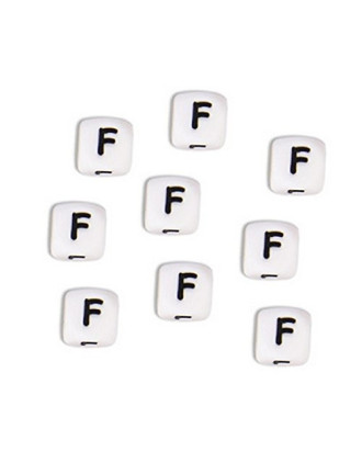 Perles Silicone Lettre Alphabet 12mm Blanc