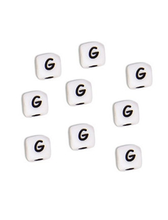 Perles Silicone Lettre Alphabet 12mm Blanc