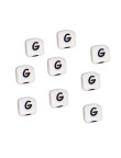 Perles Silicone Lettre Alphabet 12mm Blanc
