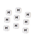 Perles Silicone Lettre Alphabet 12mm Blanc