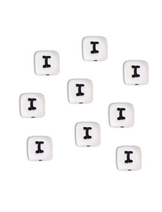 Perles Silicone Lettre Alphabet 12mm Blanc