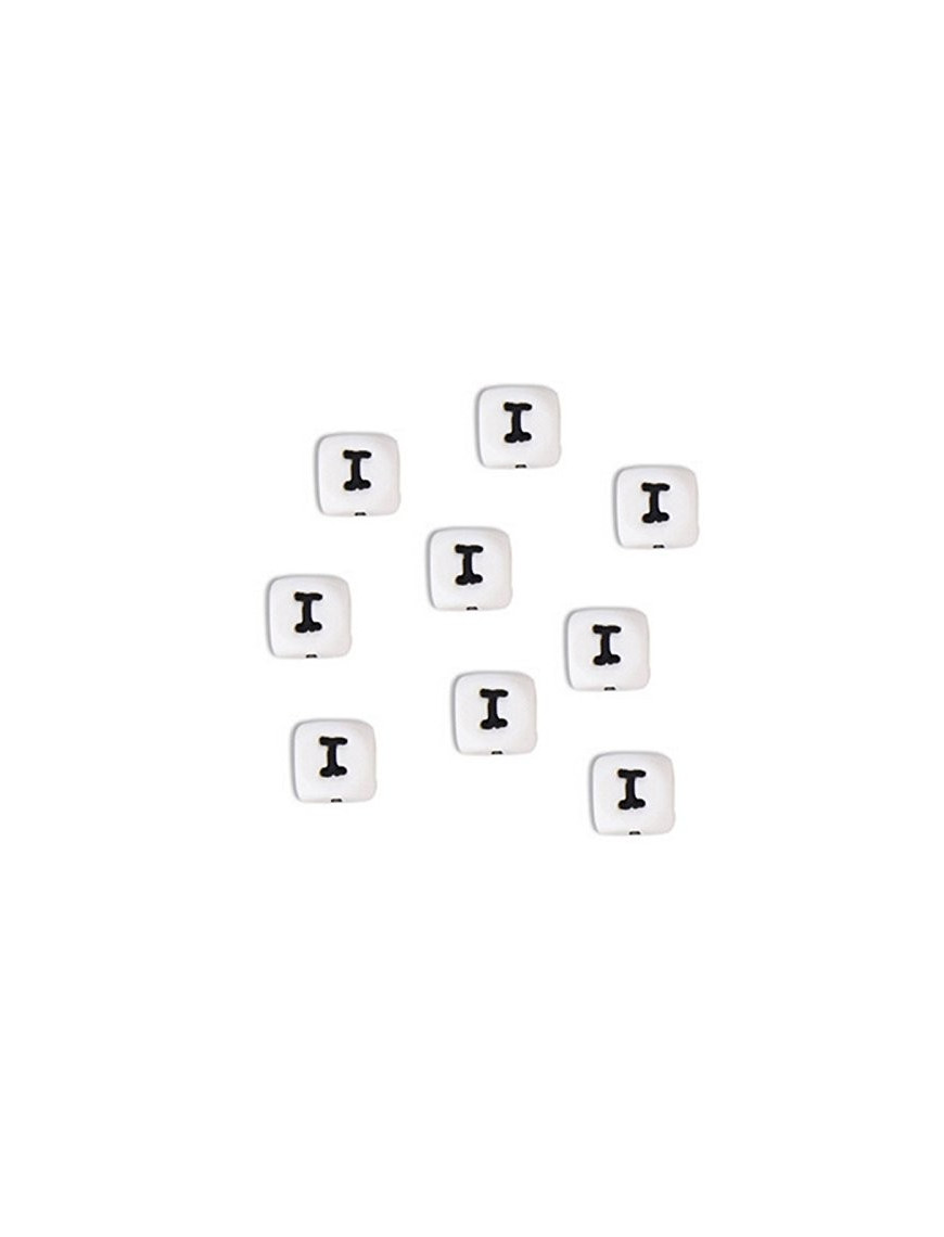 Perles Silicone Lettre Alphabet 12mm Blanc