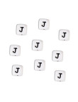 Perles Silicone Lettre Alphabet 12mm Blanc