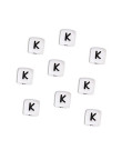 Perles Silicone Lettre Alphabet 12mm Blanc