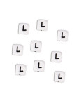 Perles Silicone Lettre Alphabet 12mm Blanc