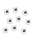 Perles Silicone Lettre Alphabet 12mm Blanc