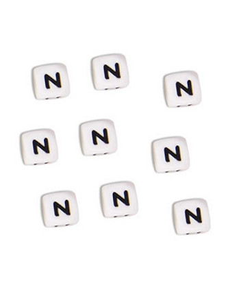 Perles Silicone Lettre Alphabet 12mm Blanc