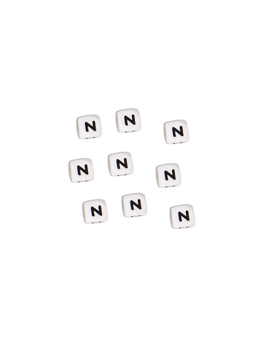 Perles Silicone Lettre Alphabet 12mm Blanc