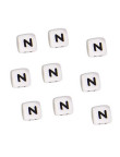 Perles Silicone Lettre Alphabet 12mm Blanc