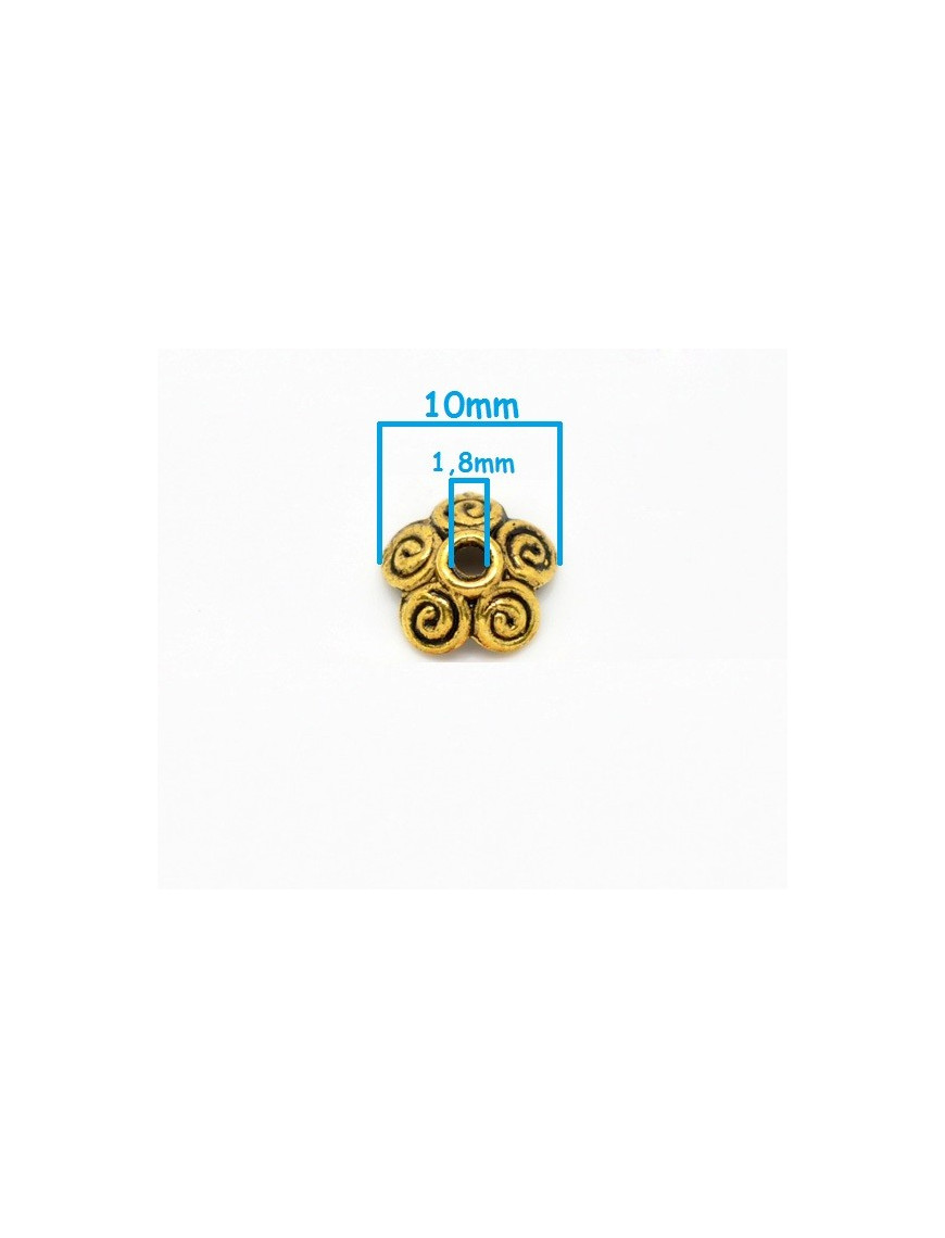 10 Caps Calottes Coupelles En Métal Argenté - Fleur 12x2,5mm - Pour Création Bijoux - A371