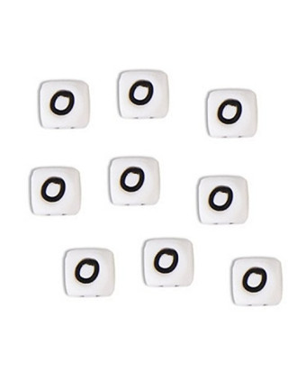 Perles Silicone Lettre Alphabet 12mm Blanc