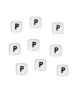Perles Silicone Lettre Alphabet 12mm Blanc