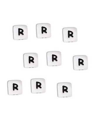 Perles Silicone Lettre Alphabet 12mm Blanc