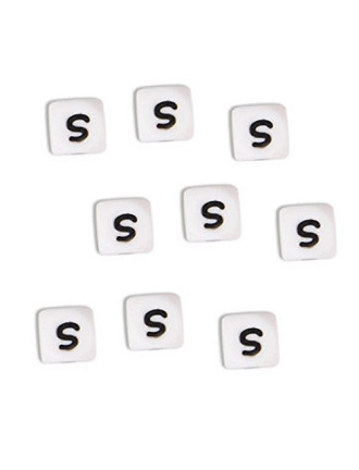 Perles Silicone Lettre Alphabet 12mm Blanc