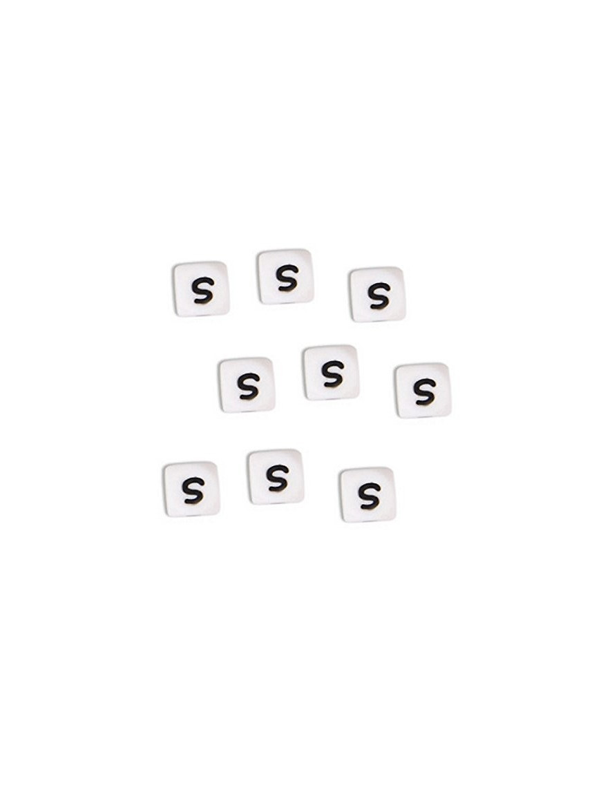 Perles Silicone Lettre Alphabet 12mm Blanc