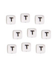 Perles Silicone Lettre Alphabet 12mm Blanc