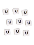 Perles Silicone Lettre Alphabet 12mm Blanc