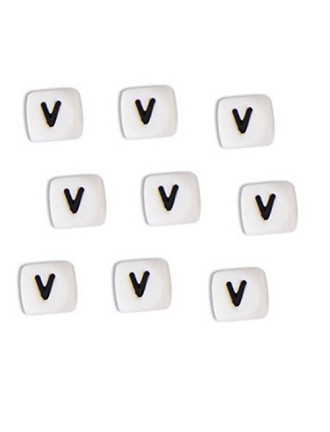 Perles Silicone Lettre Alphabet 12mm Blanc