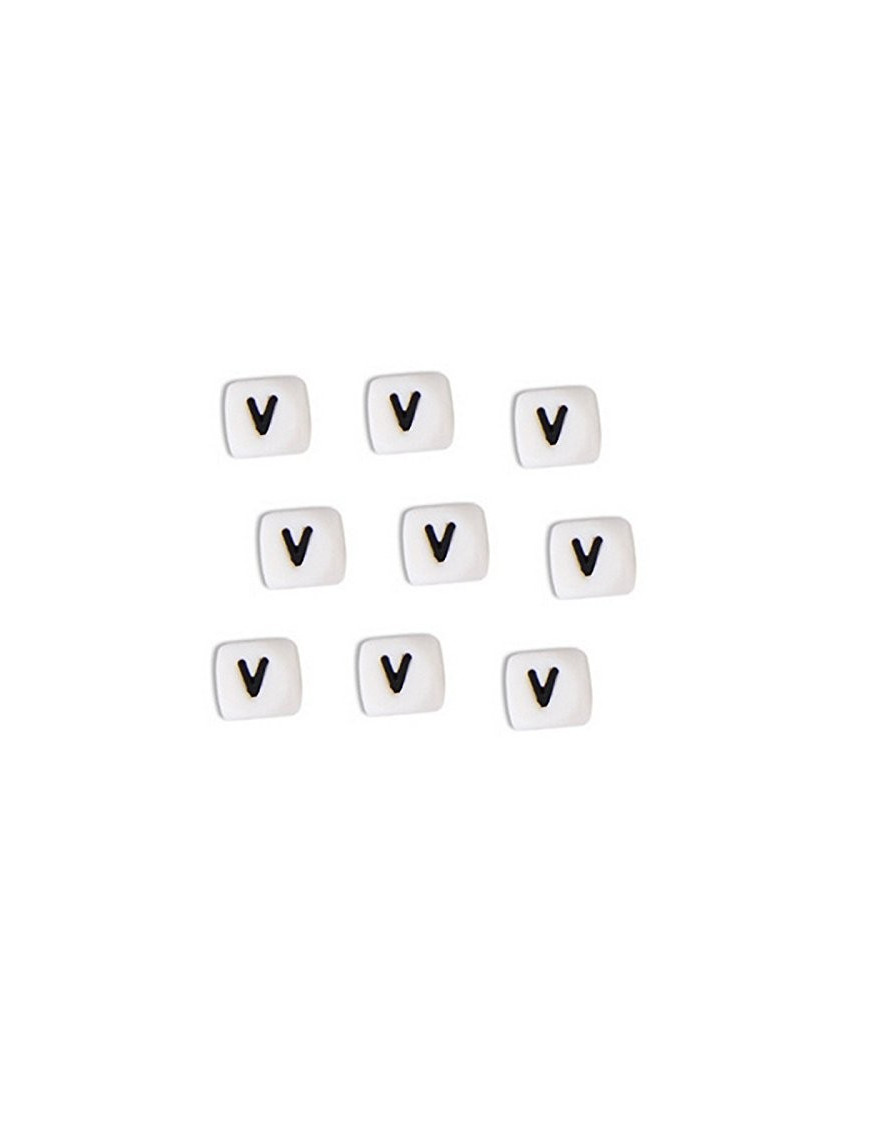 Perles Silicone Lettre Alphabet 12mm Blanc