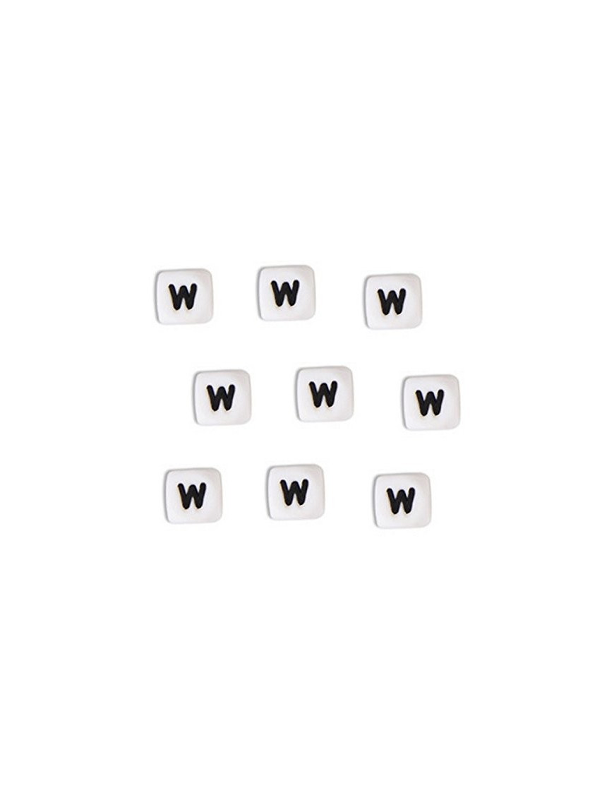 Perles Silicone Lettre Alphabet 12mm Blanc