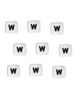 Perles Silicone Lettre Alphabet 12mm Blanc