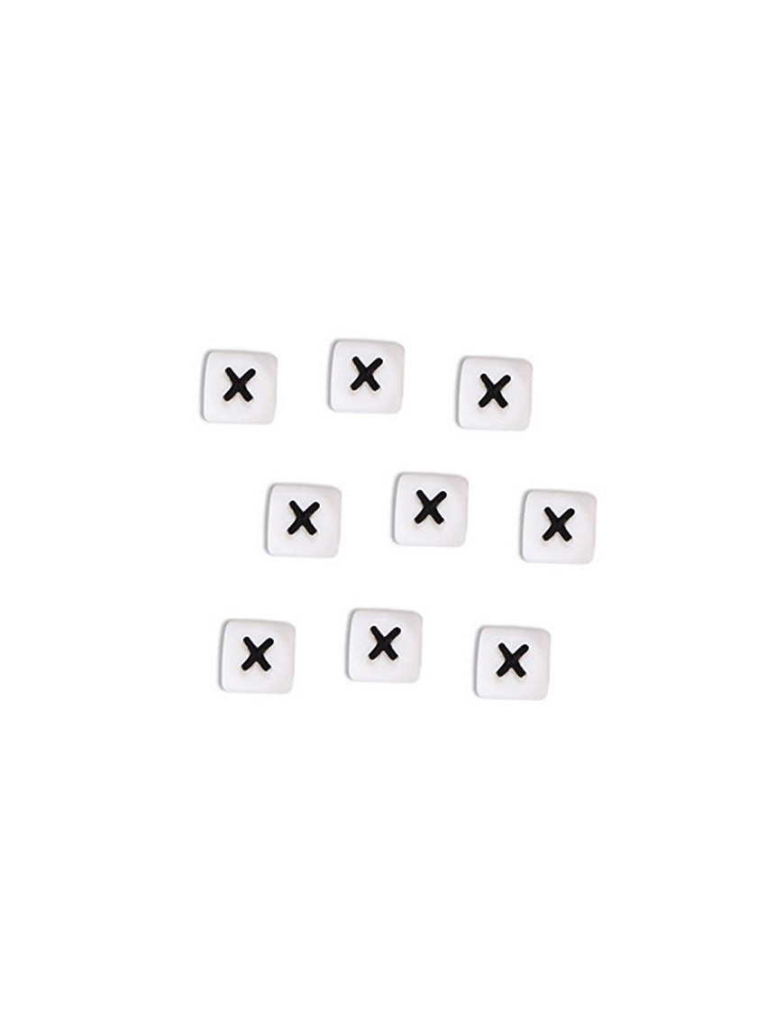Perles Silicone Lettre Alphabet 12mm Blanc