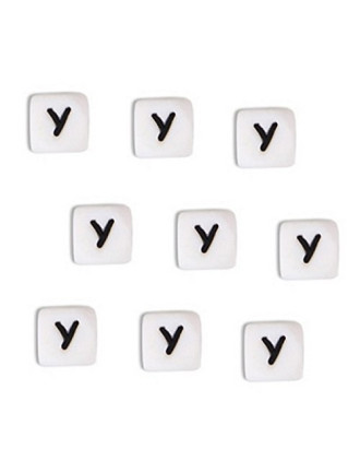 Perles Silicone Lettre Alphabet 12mm Blanc