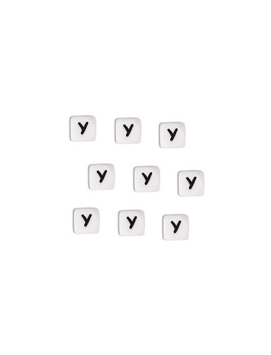 Perles Silicone Lettre Alphabet 12mm Blanc