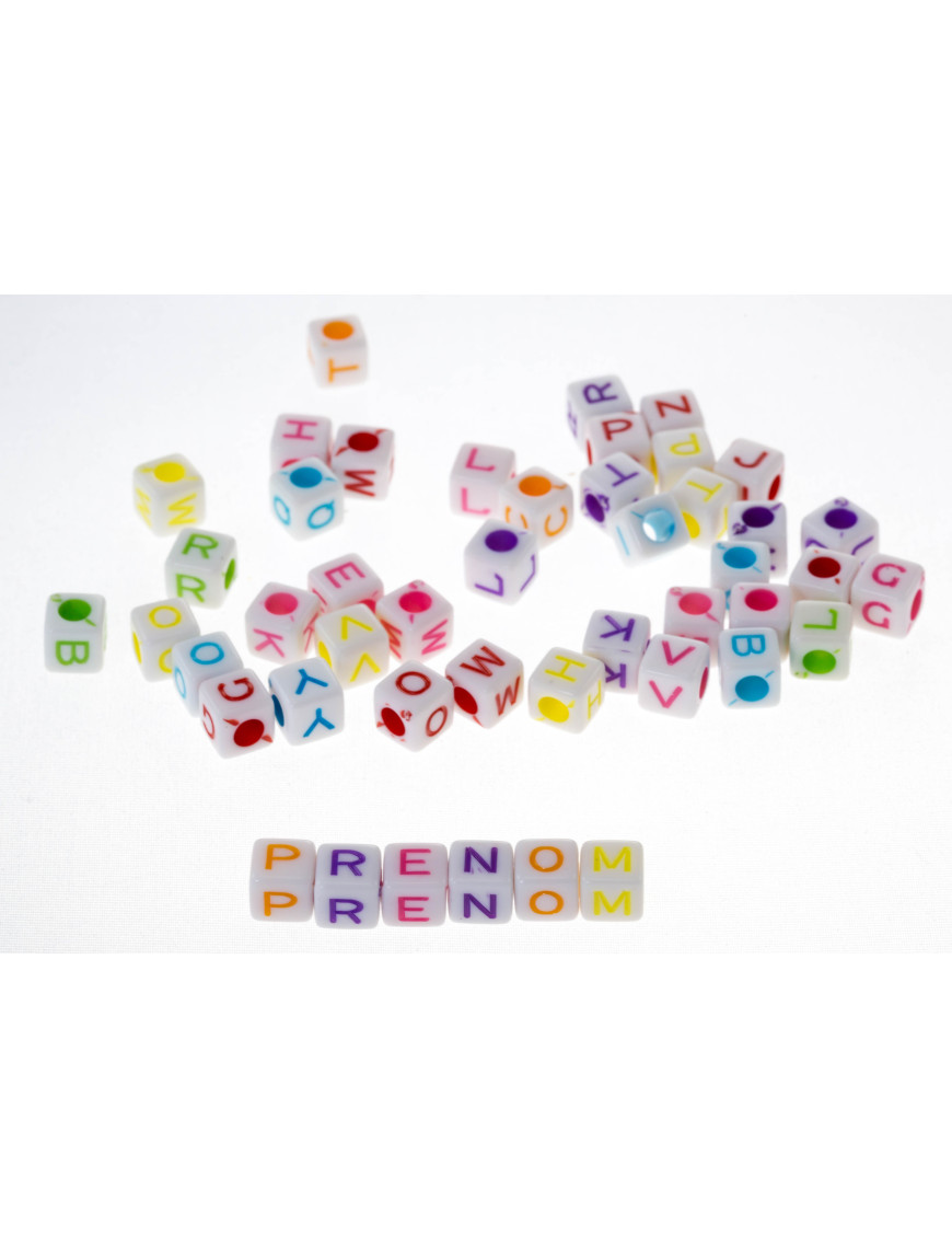 Lot De Perles Alphabet Cubes 6mm Transparentes Multicolores - Lettre A - DIY Bijoux Déco