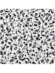 50 Perles Alphabet Blanche Coeur 7mm Acrylique Lettre Aléatoire