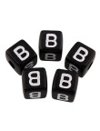 20 Perles Noir Acrylique Lettre Alphabet 10mm