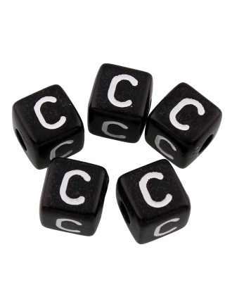 20 Perles Noir Acrylique Lettre Alphabet 10mm