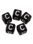 20 Perles Noir Acrylique Lettre Alphabet 10mm