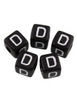 20 Perles Noir Acrylique Lettre Alphabet 10mm