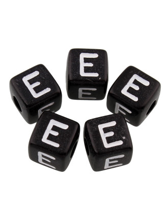 20 Perles Noir Acrylique Lettre Alphabet 10mm