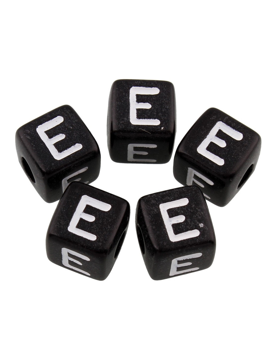 20 Perles Noir Acrylique Lettre Alphabet 10mm