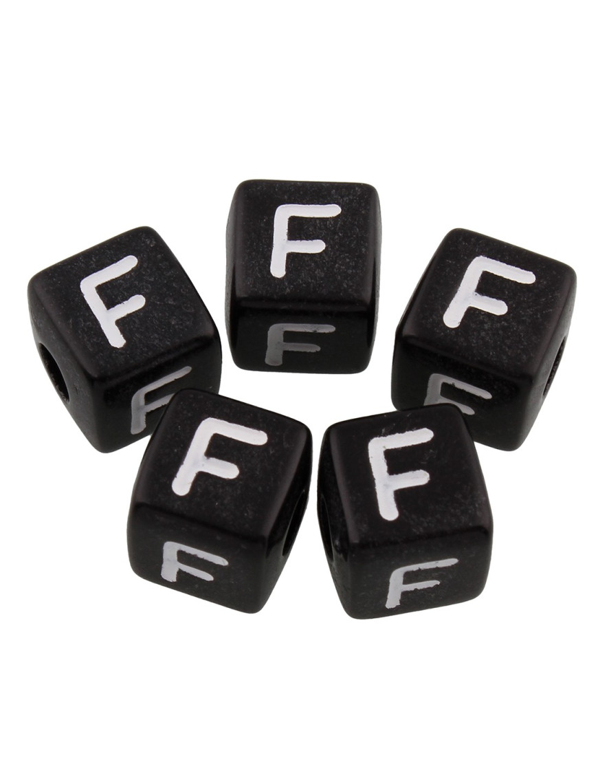 20 Perles Noir Acrylique Lettre Alphabet 10mm