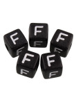 20 Perles Noir Acrylique Lettre Alphabet 10mm