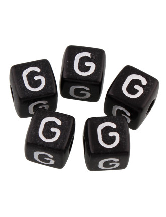 20 Perles Noir Acrylique Lettre Alphabet 10mm