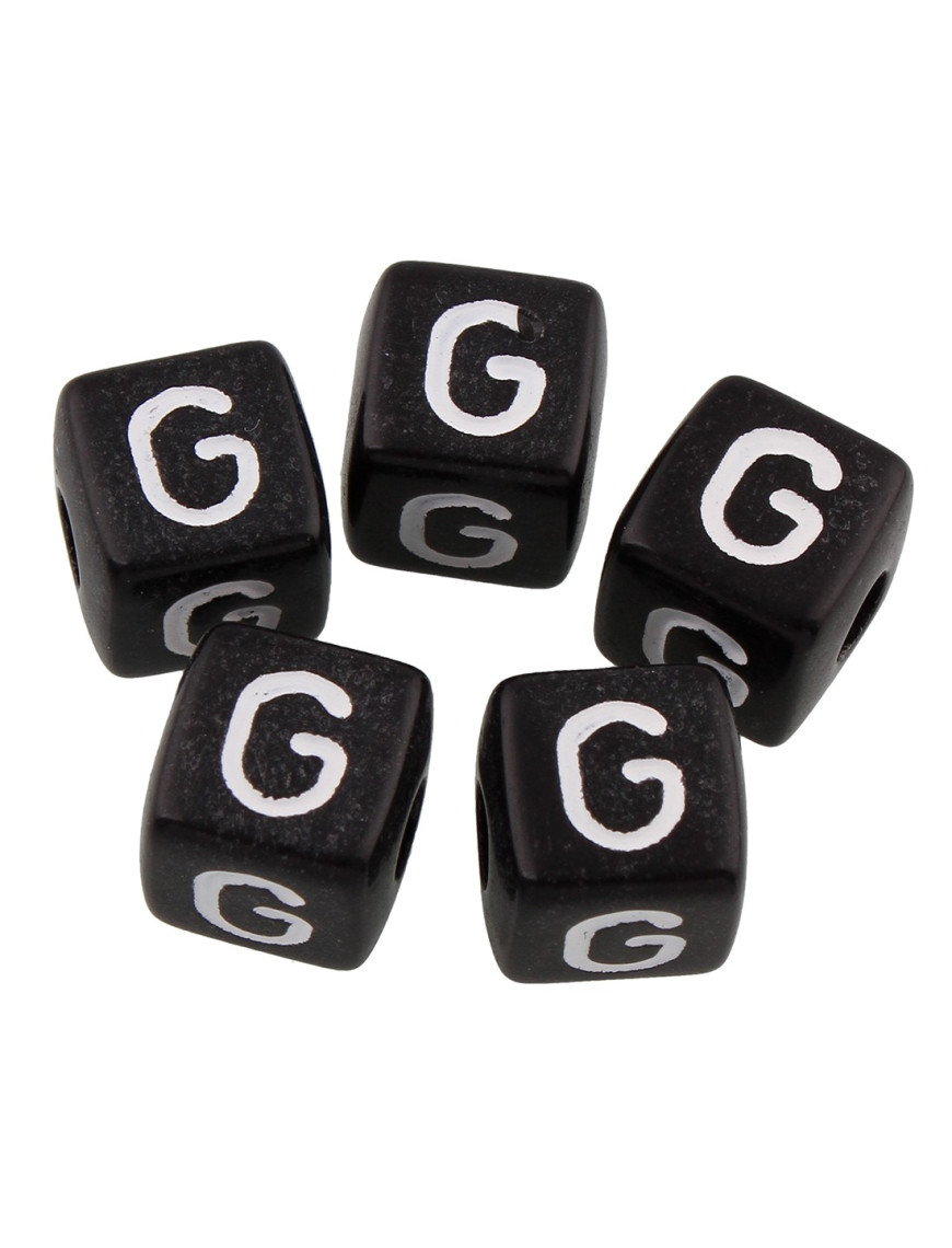 20 Perles Noir Acrylique Lettre Alphabet 10mm