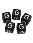 20 Perles Noir Acrylique Lettre Alphabet 10mm