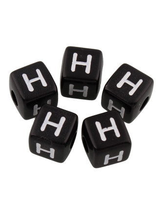 20 Perles Noir Acrylique Lettre Alphabet 10mm